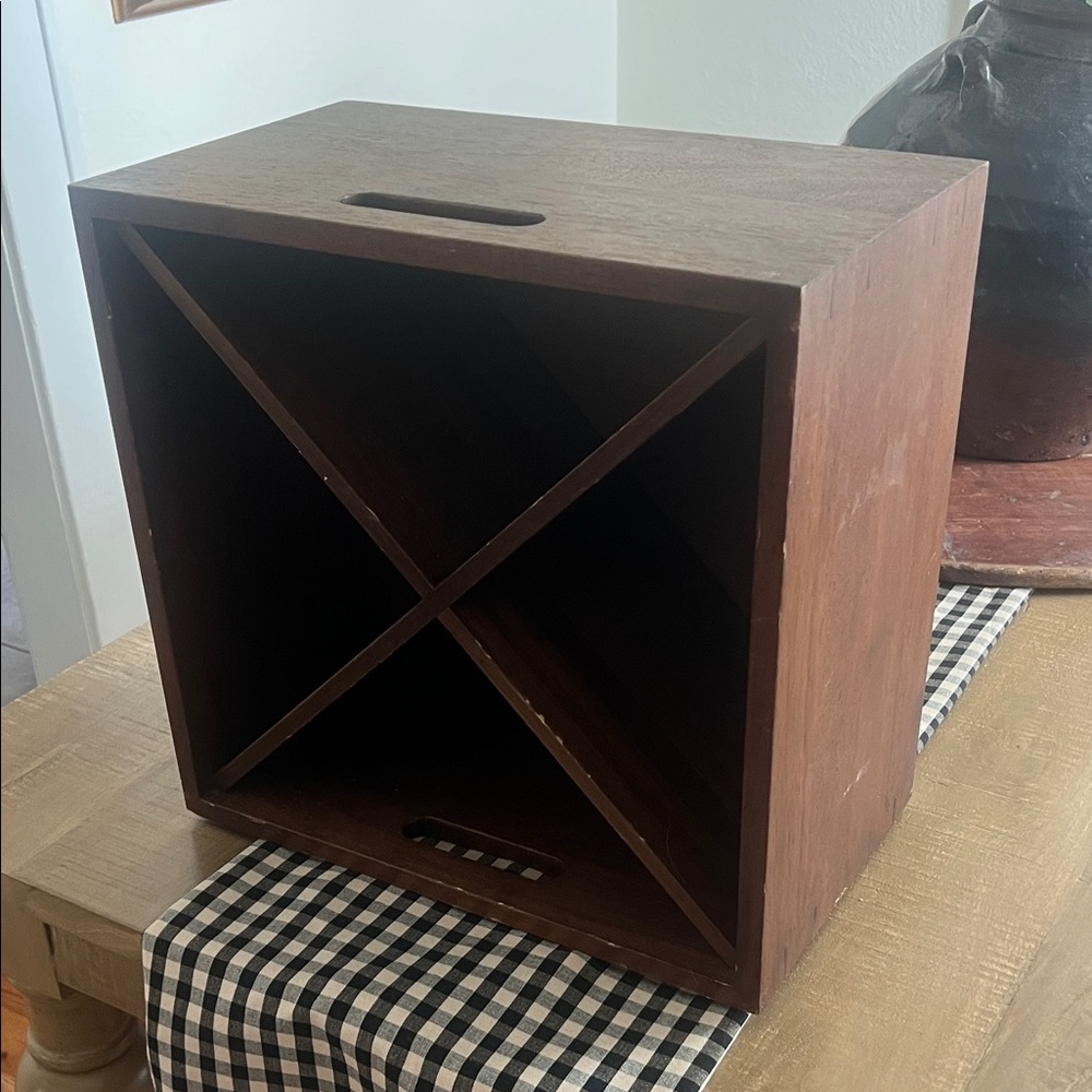 Vintage Wooden Wine Box with Handles